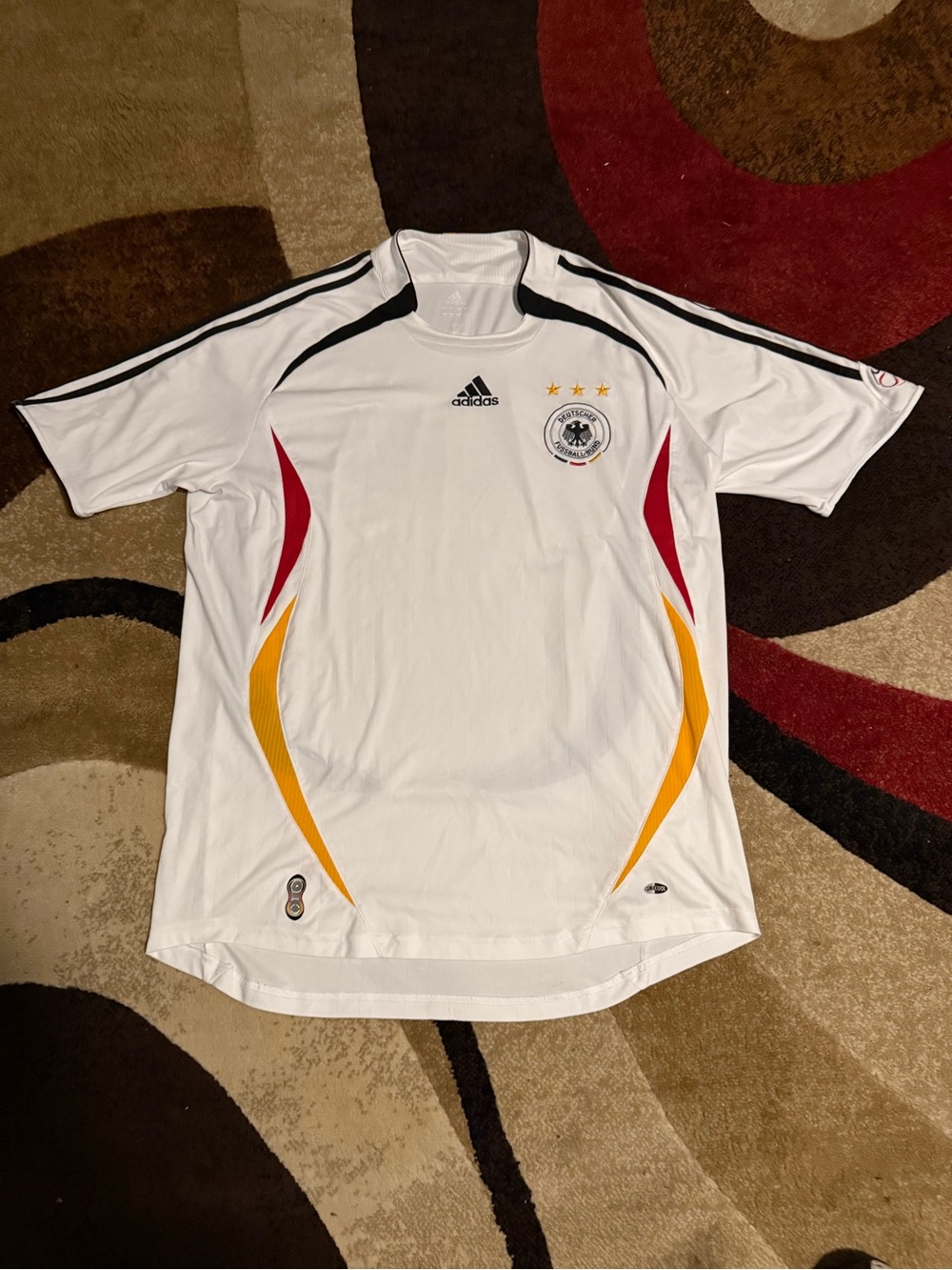 adidas Men’s White Germany Soccer Jersey with Red & Yellow Accents